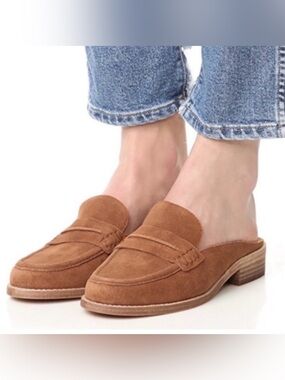 Dr. Scholl's Tan Suede slip on Penny Loafers